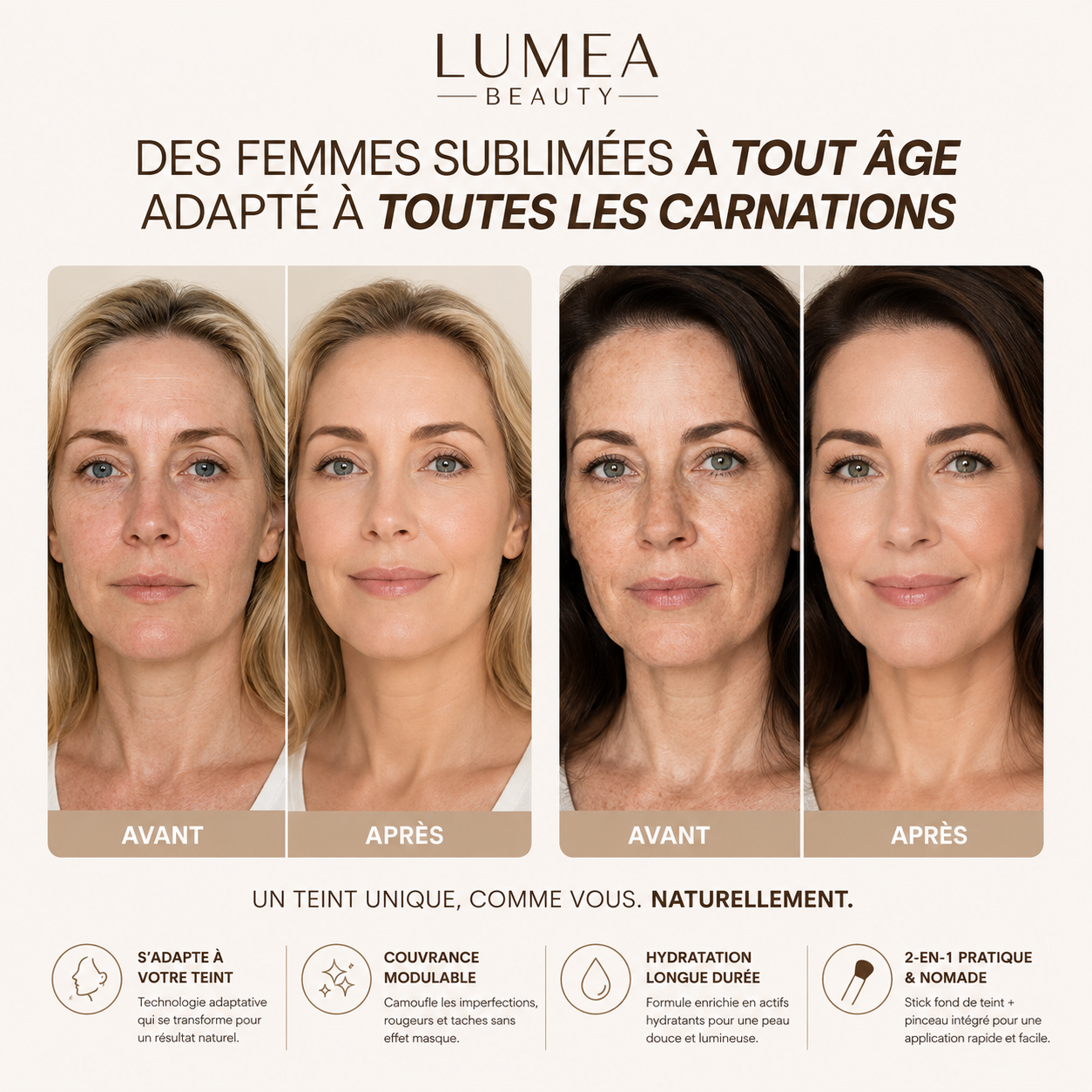 Luméa teint fusion  — Fond de Teint 2-en-1 avec Pinceau Intégré