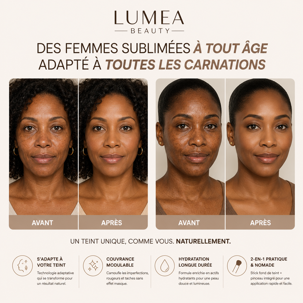Luméa teint fusion  — Fond de Teint 2-en-1 avec Pinceau Intégré